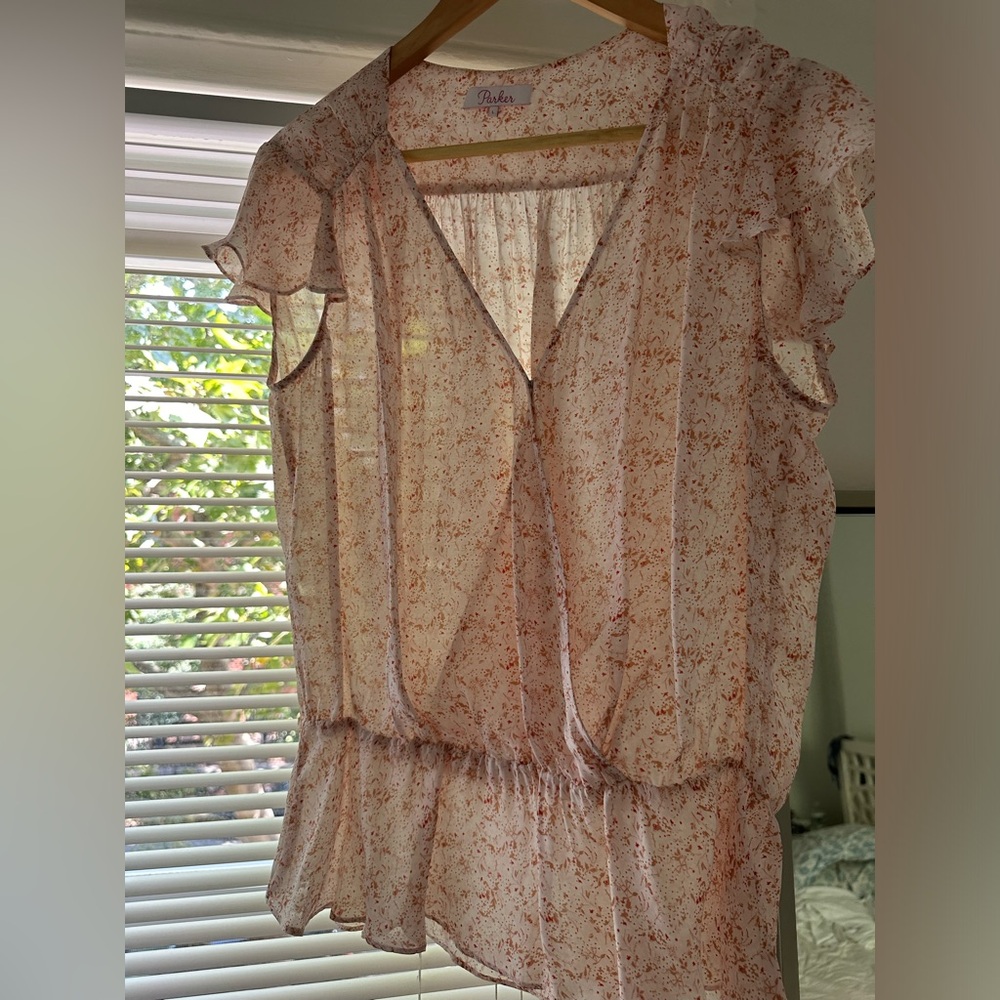 Parker flirty ruffle sleeve shirt